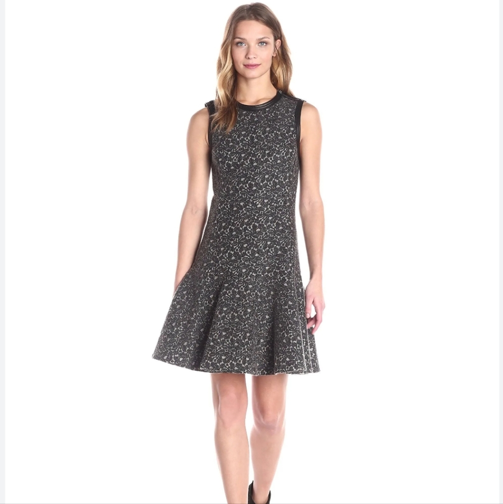 Sleeveless Black Floral Fit-and-Flare Dress